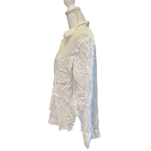 Jones & Co. 100% Linen White Popover Top Roll Tab Sleeve XL a24 - Picture 2 of 7
